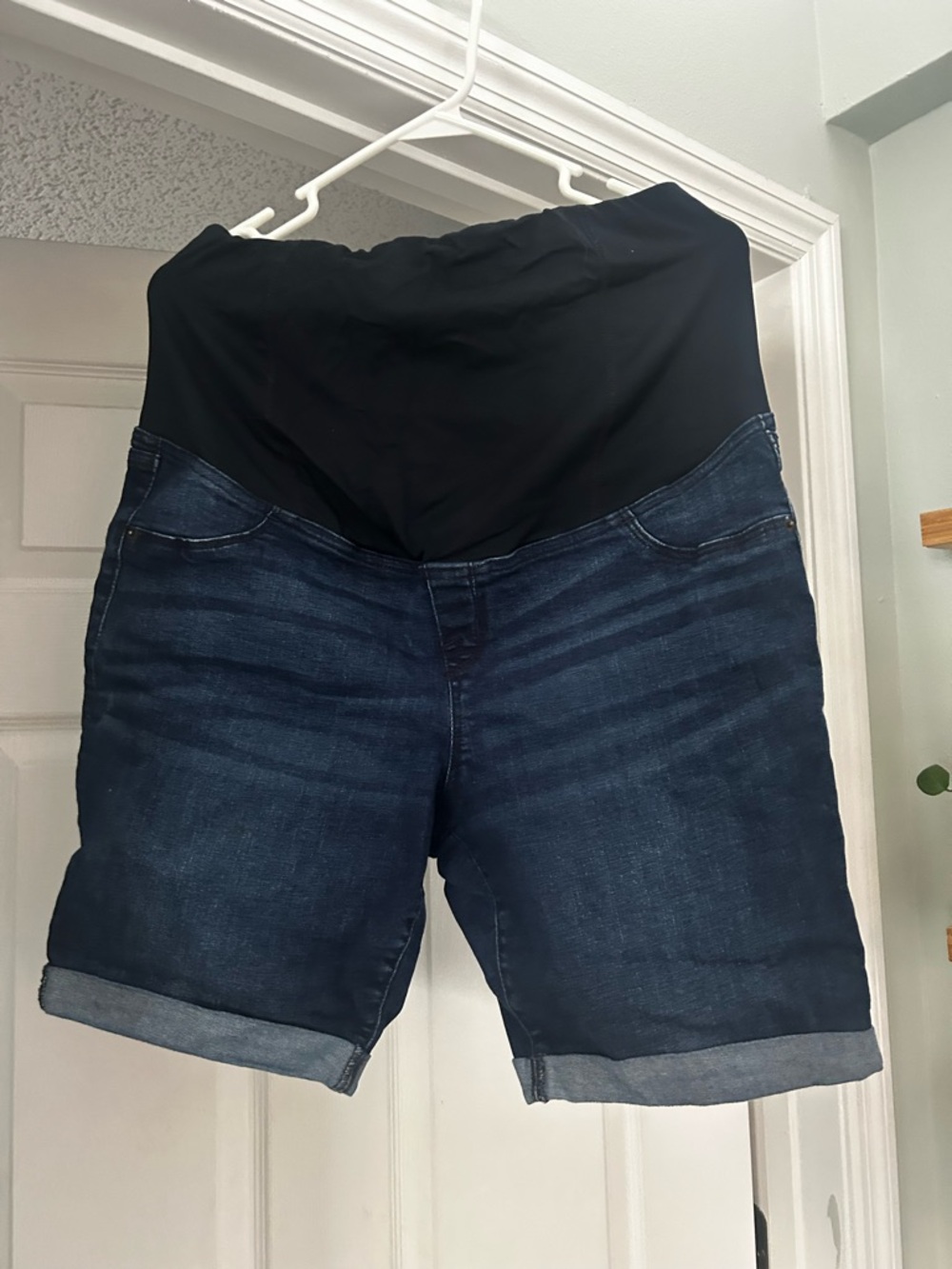 Isabel Maternity by Ingrid & Isabel Dark Blue Denim Shorts with  Overband